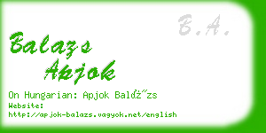 balazs apjok business card